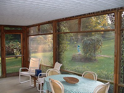 Looking southwest from inside porch